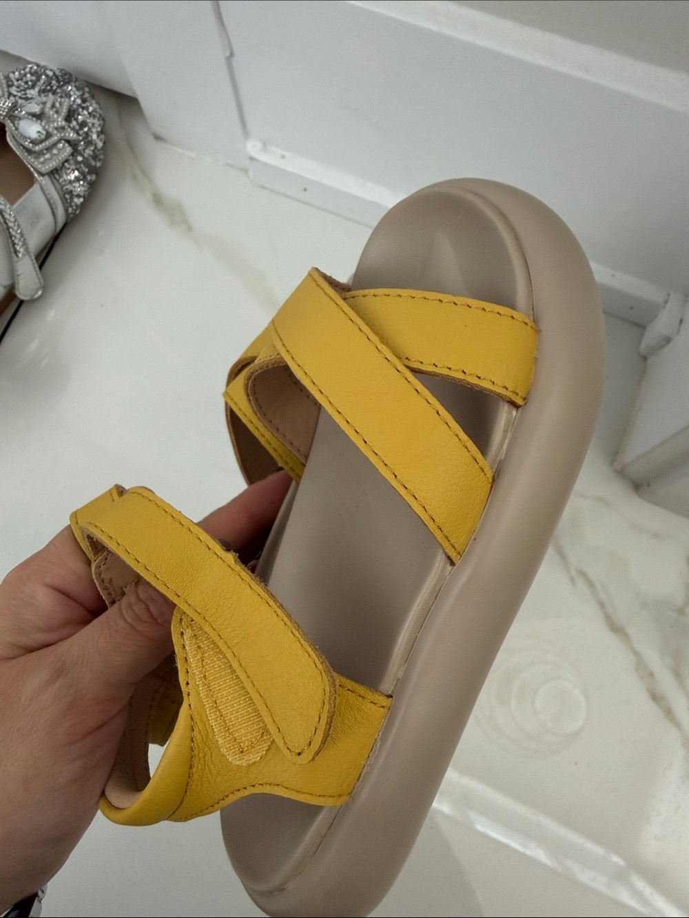 Kids Yellow Velcro Sandals - Lightweight Summer Shoe